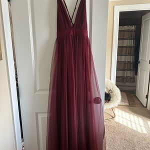 Elegant Burgundy Evening Gown